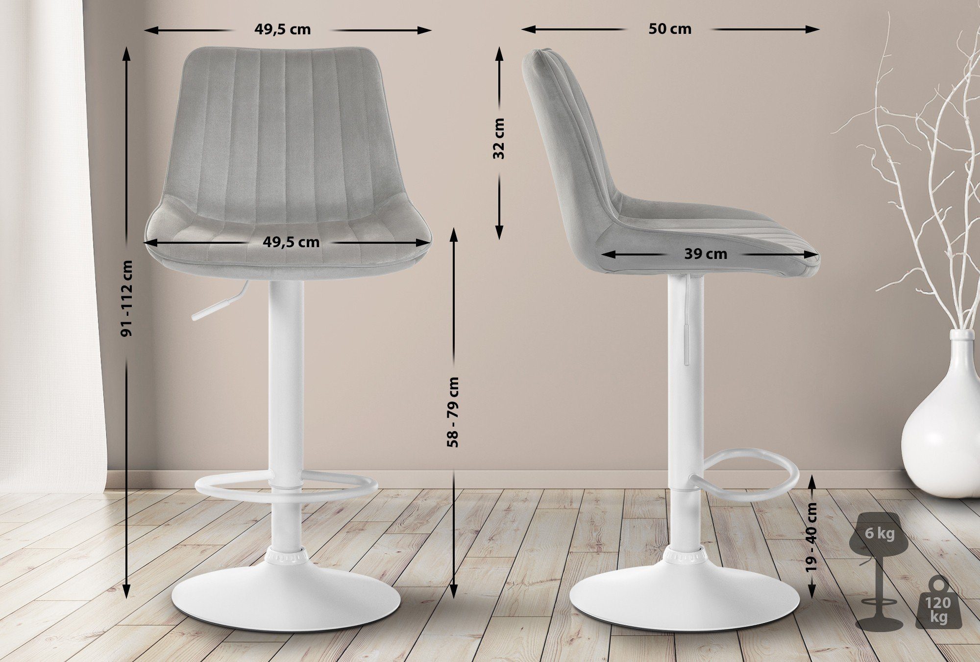 CLP Barhocker Toni Samt (2er Set, günstig online kaufen