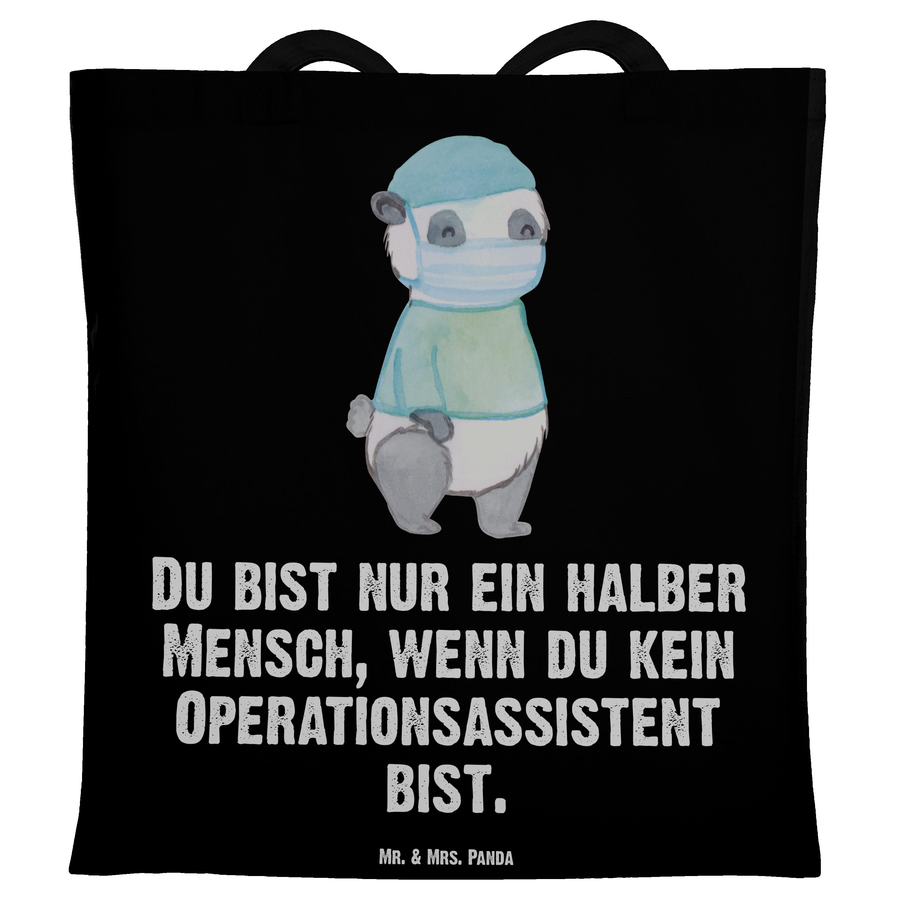 Mr. & Mrs. Panda Tragetasche Operationsassistent mit Herz - Schwarz - Geschenk, Operationstechnisc (1-tlg)