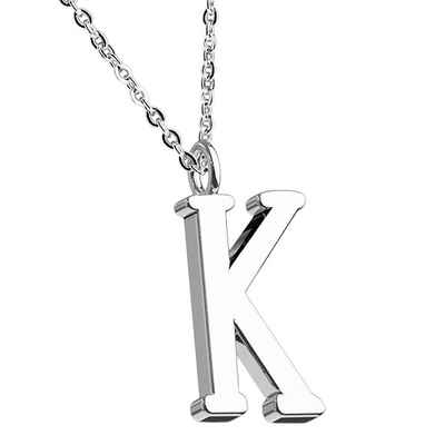 Taffstyle Kette mit Anhänger Damen Halskette Kette Buchstabe Anhänger Silber Schlicht Dezent K, Silberkette Modern Letter Alphabet Motiv Geschenke Frauen Geburtstag