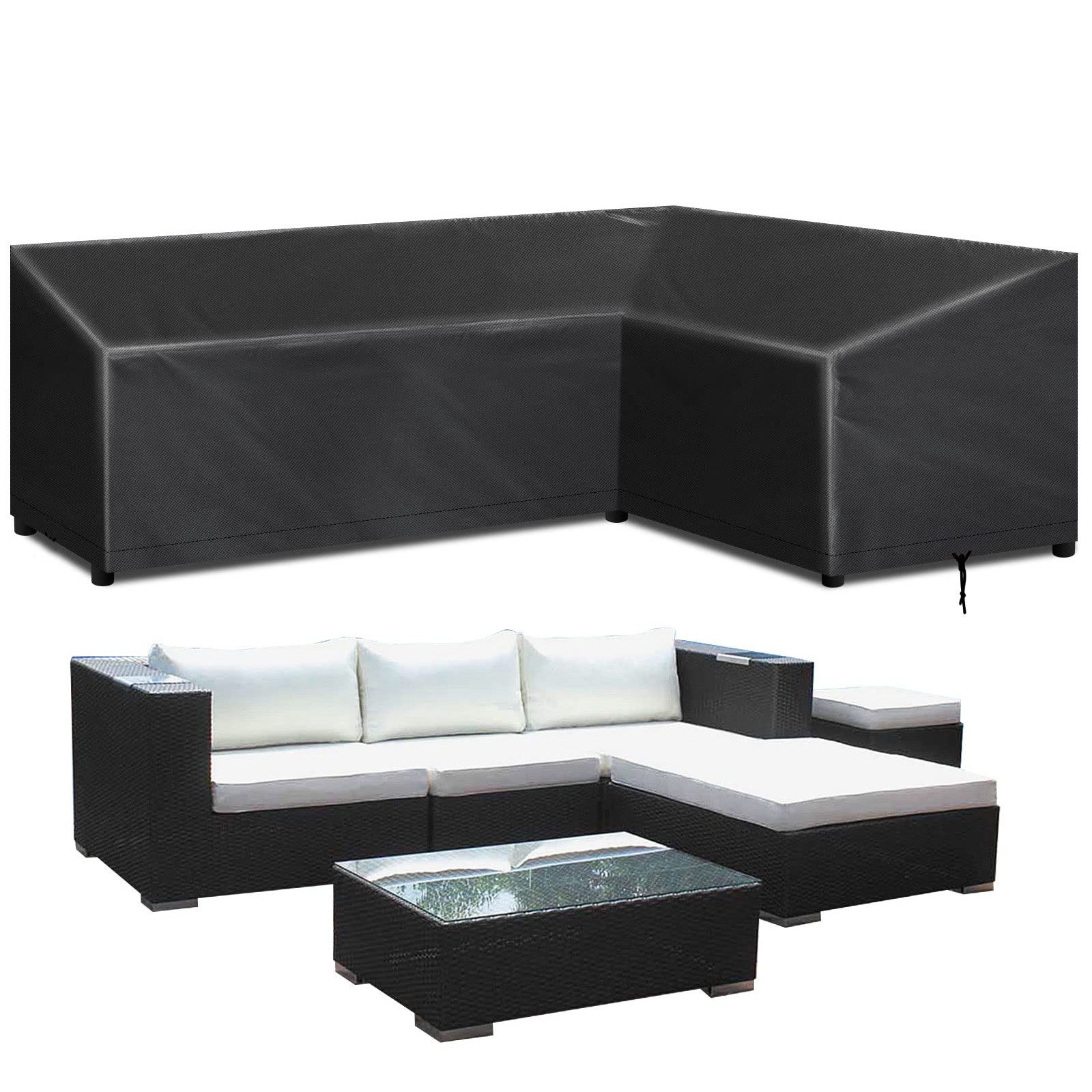 Jibenhome Gartenmöbel-Schutzhülle L-förmige Gartenmöbel-Abdeckung Wasserabweisend, Oxford Ecksofa-Schutz, Rattanmöbel, UV-Schutz, Outdoor-Schutzhülle für Terrasse, Garten