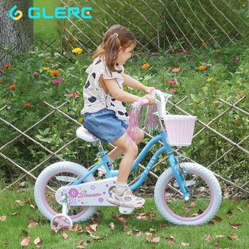 Glerc Fahrrad-Laufrad Kinderfahrrad, mit Korb, Luftschlangen, Stützräder und Glocke