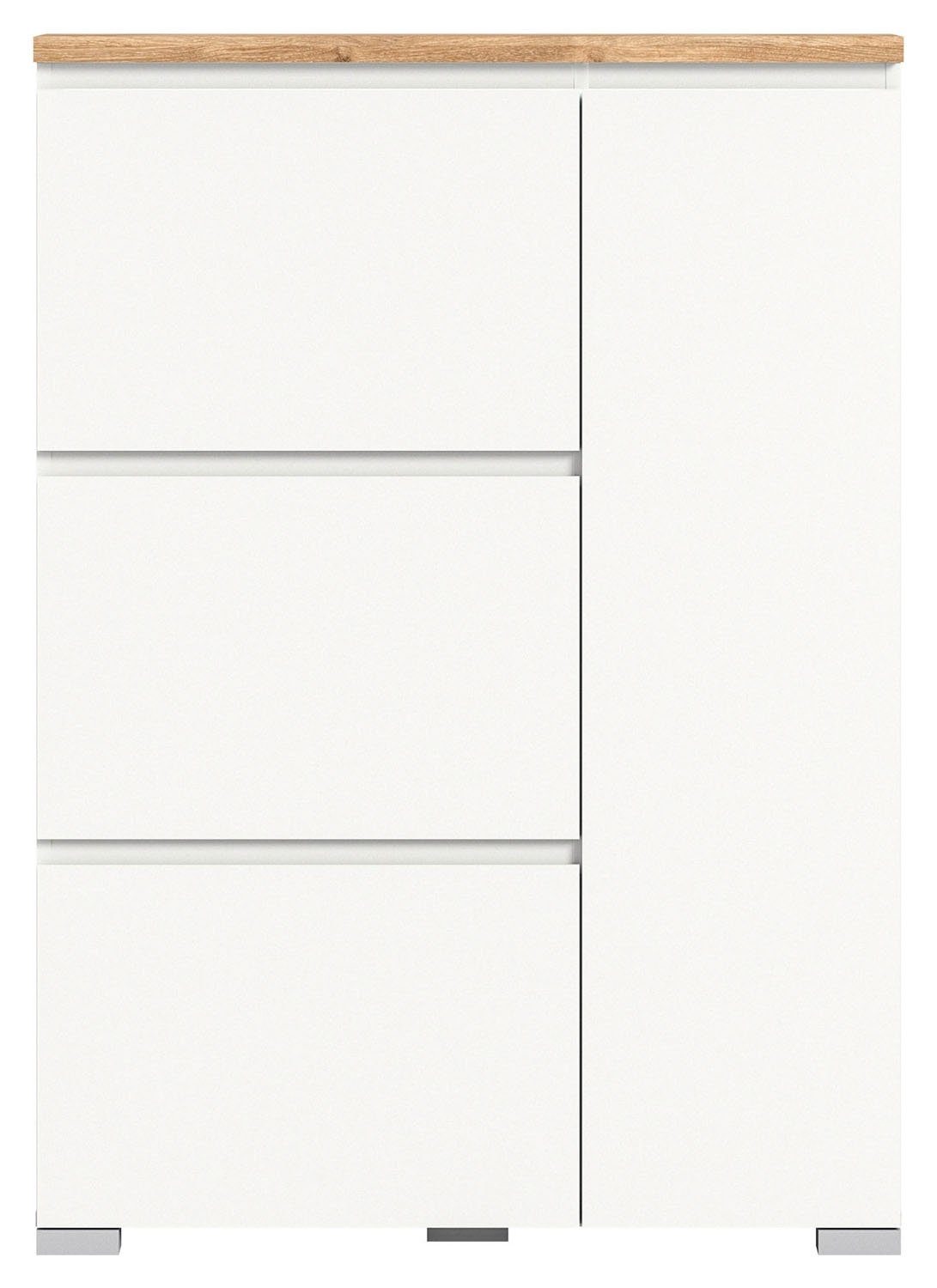 Kommode SHOELOVE, B 95 130 cm, H x Eiche Dekor, 1 Tür, 3 cm Klappen Nox Weiß