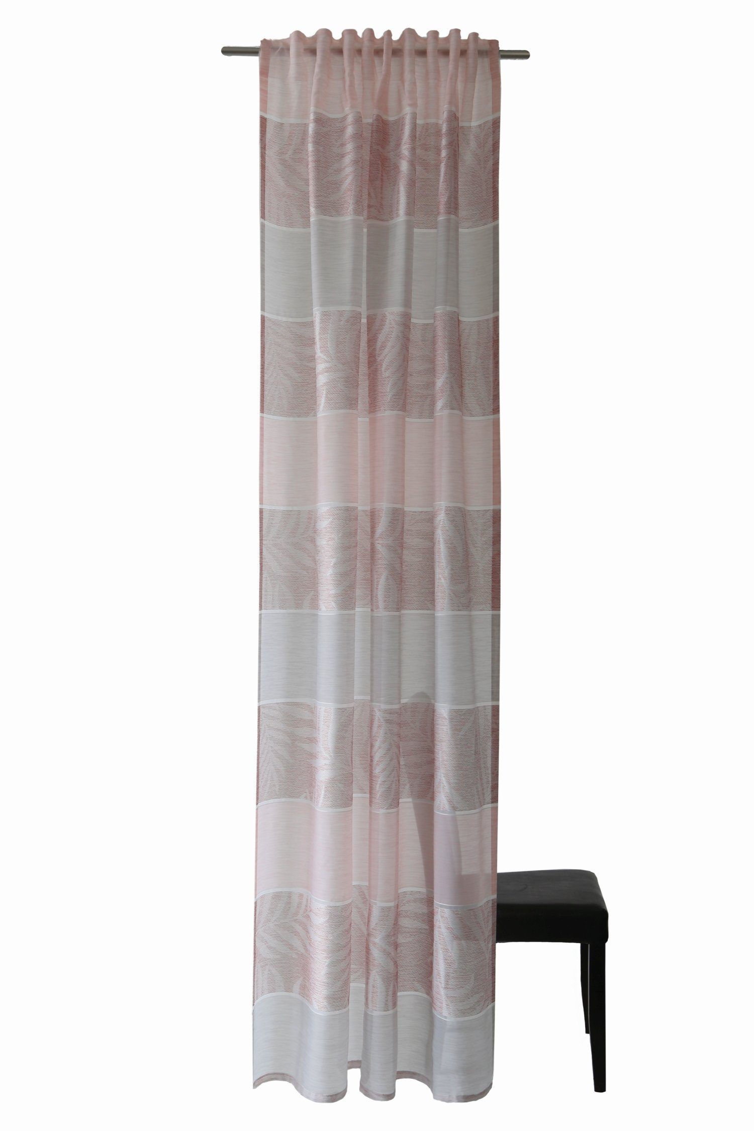 Vorhang, HOMING, Homing Schlaufenschal Fairy Stripe 140x245 Vorhang  transparent rose | Fertiggardinen