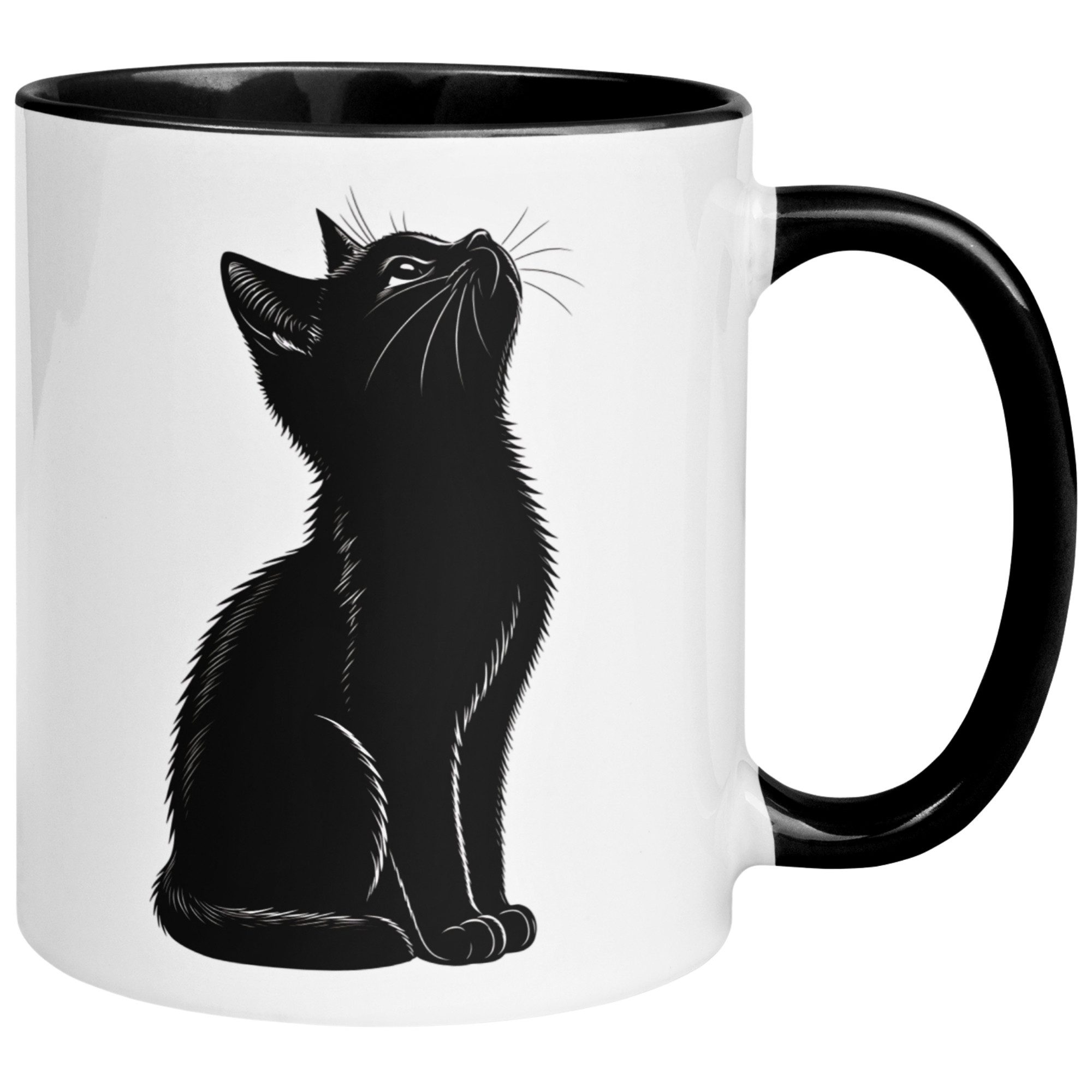 Momentals Tasse Katze – „Schwarze Katze“ – lustiger Katzen Geschenk Becher, Gratis Versand · Links-&Rechtshänder · Spülmaschinenfest