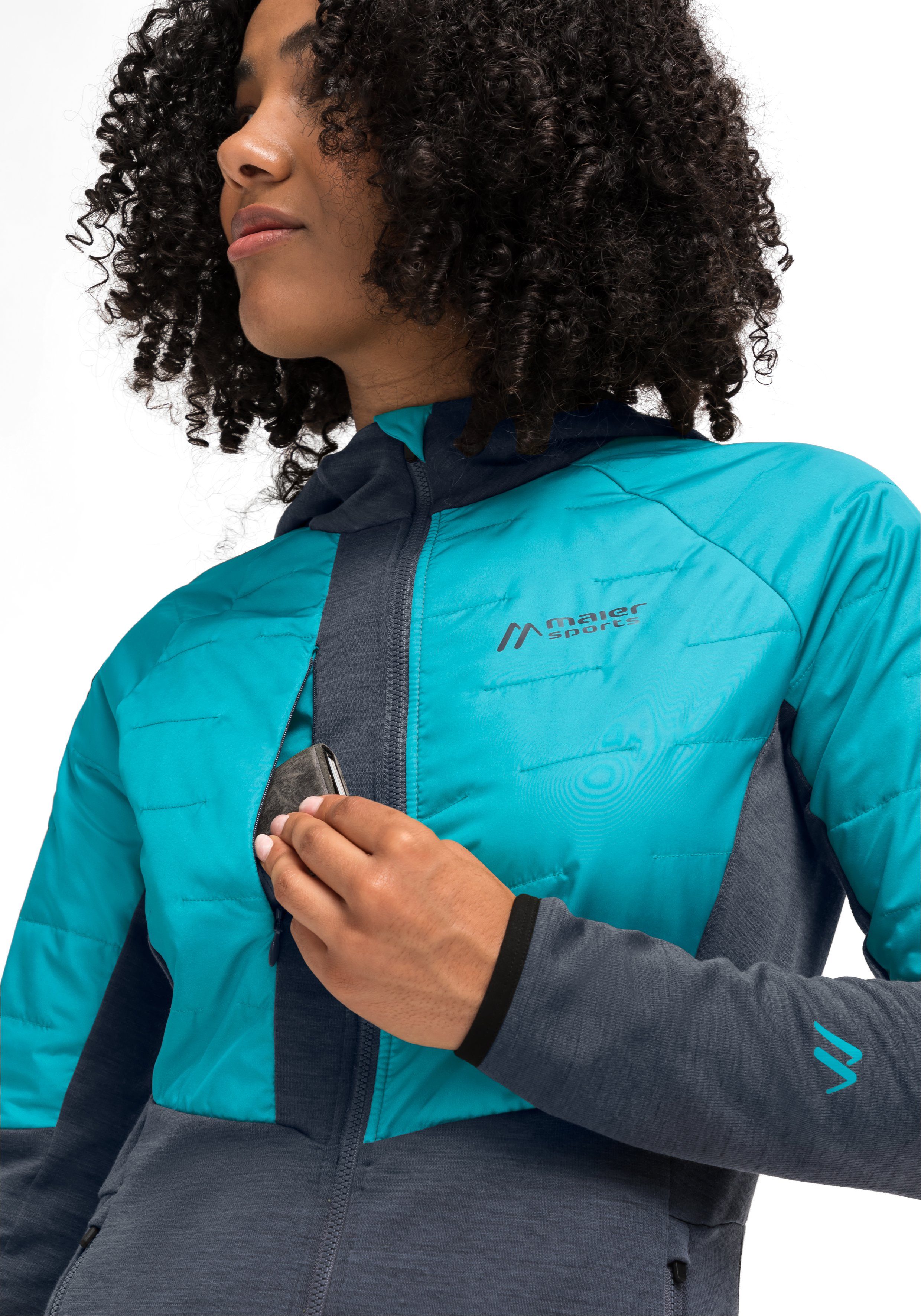 graublau Damen Lanus Sports 3 mit Maier Taschen Wanderjacke W Outdoorjacke Trekking-Jacke atmungsaktive wattiert,