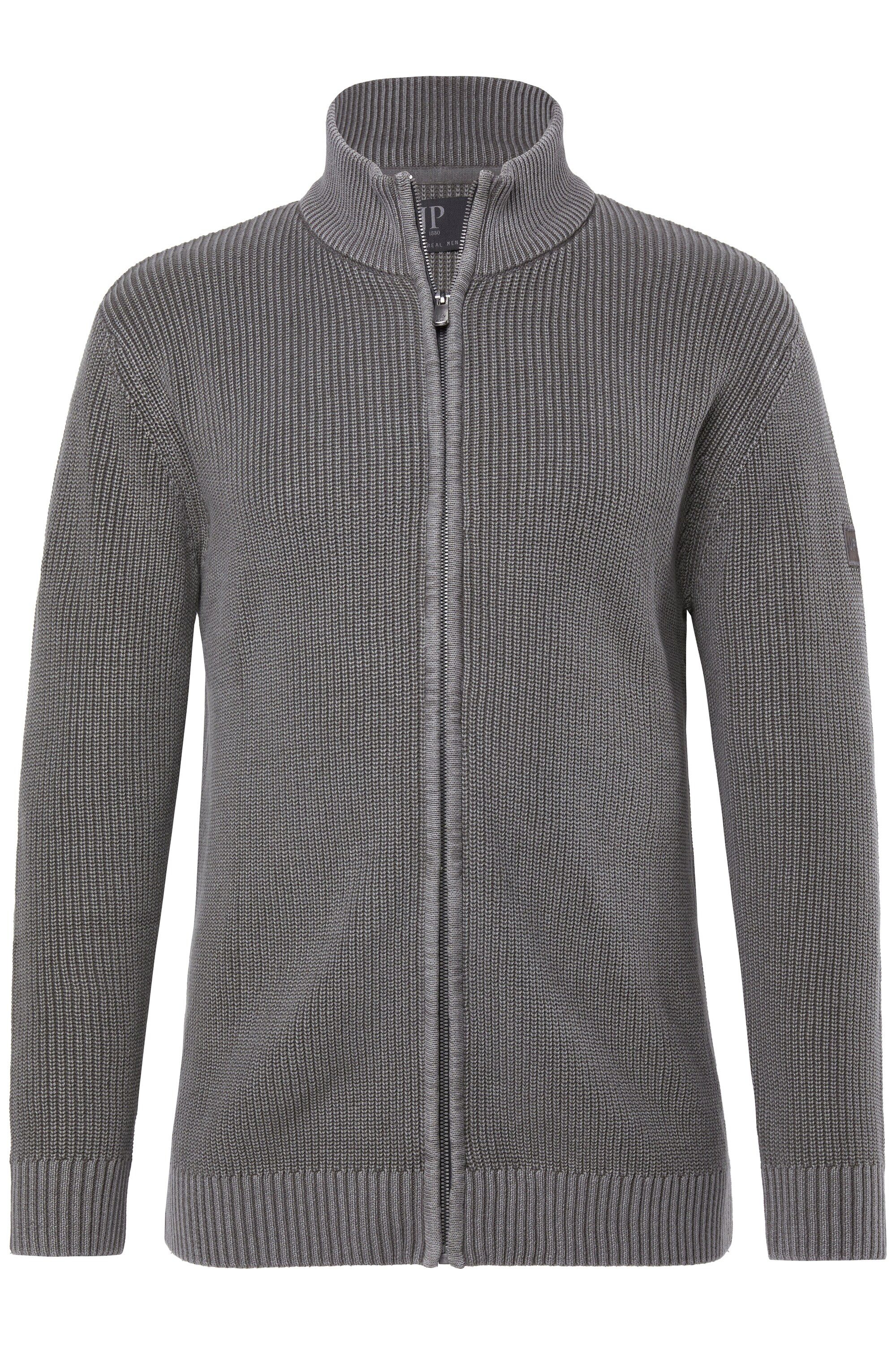 Poloshirt Strickjacke Stehkragen Zipper Vintage Look