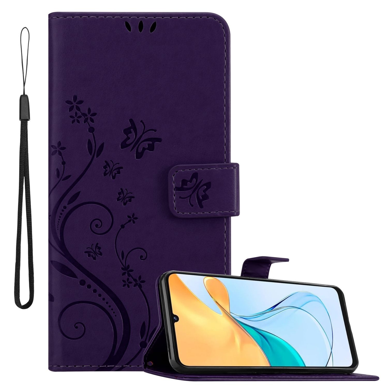 Cadorabo Handyhülle für ZTE Blade V50 Vita Hülle ZTE Blade V50 Vita, Hülle Schutzhülle Blumen Flower mit Standfunktion Kartenfach Magnet