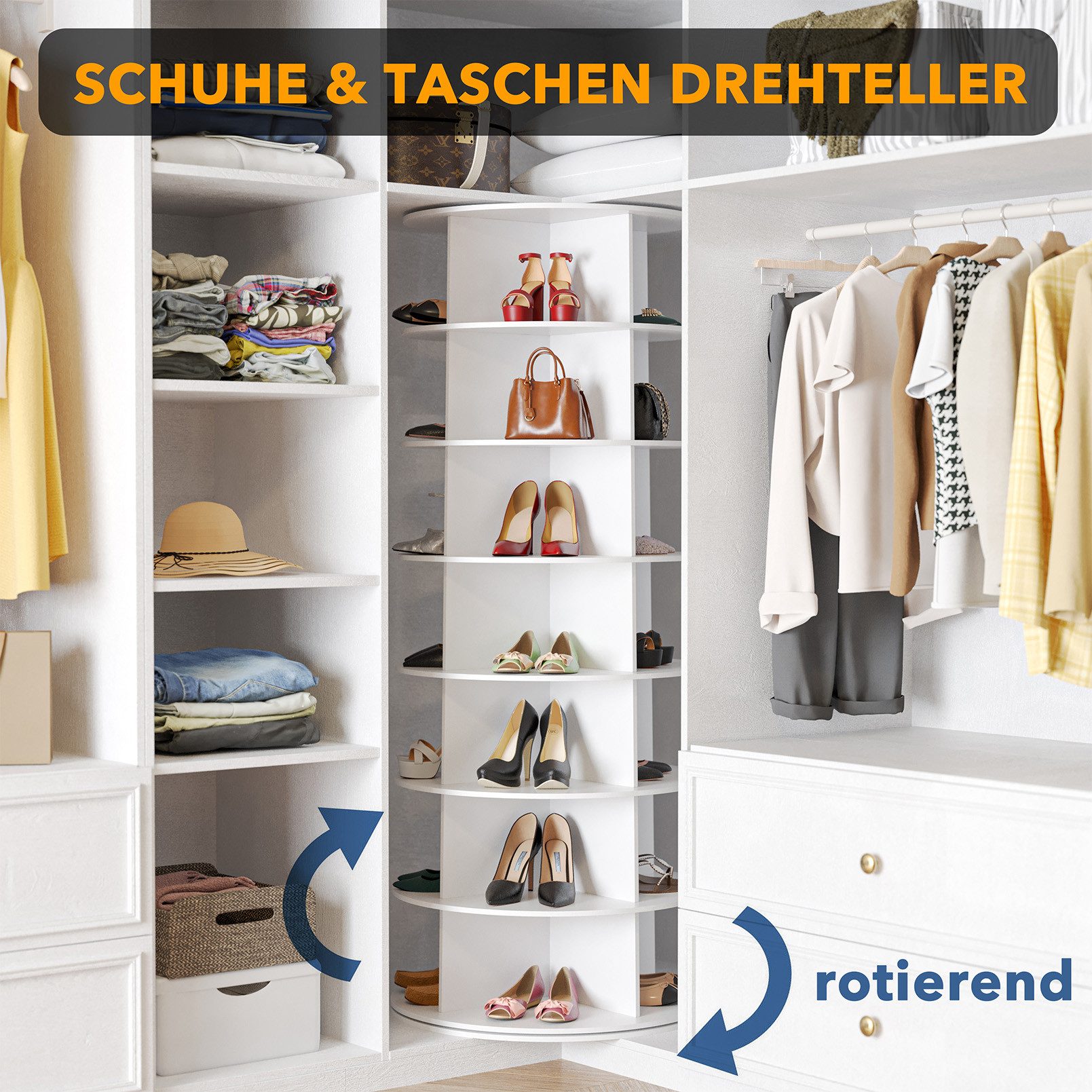 SpaceAid Bücherregal Drehbares Schuhregal, mit 5 Ebenen, 360-Grad – Bild 3 von 5