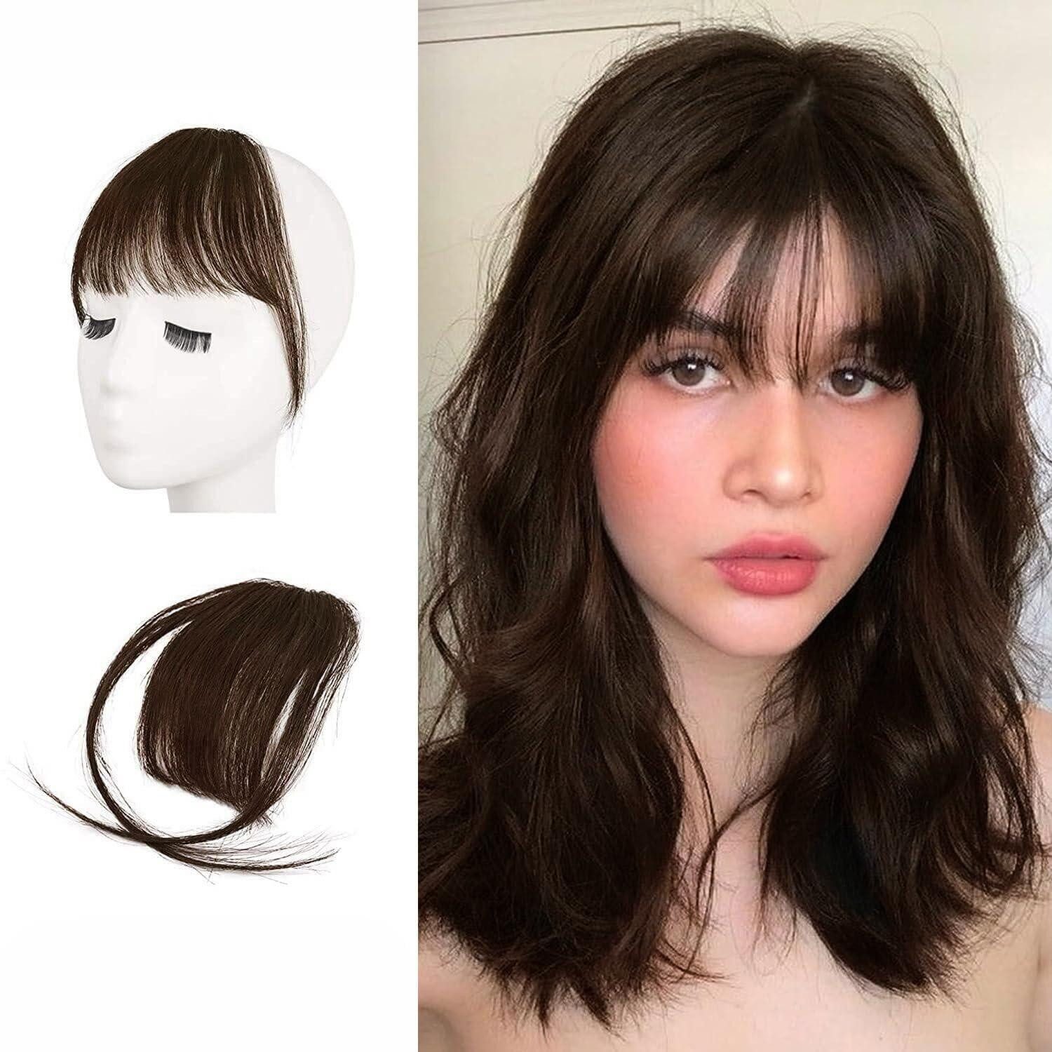 Echthaar-Extension Echthaar Clip in Pony Braun Wispy Extensions Fringe Chatin