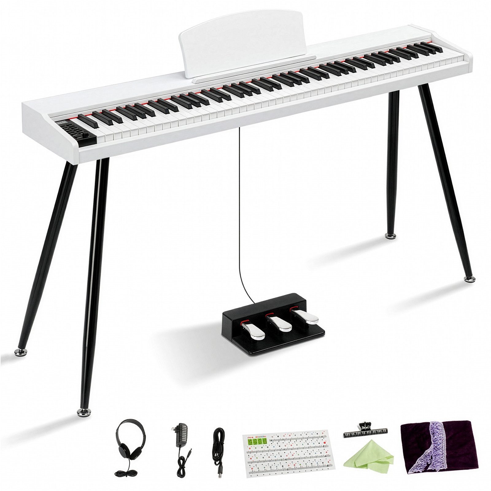 LALAHO Digitalpiano E-Piano 88 Tasten halbgewichtete Tastatur,Bluetooth und MIDI, Digital Keyboard mit Aufnahmefunktion, Transponierung