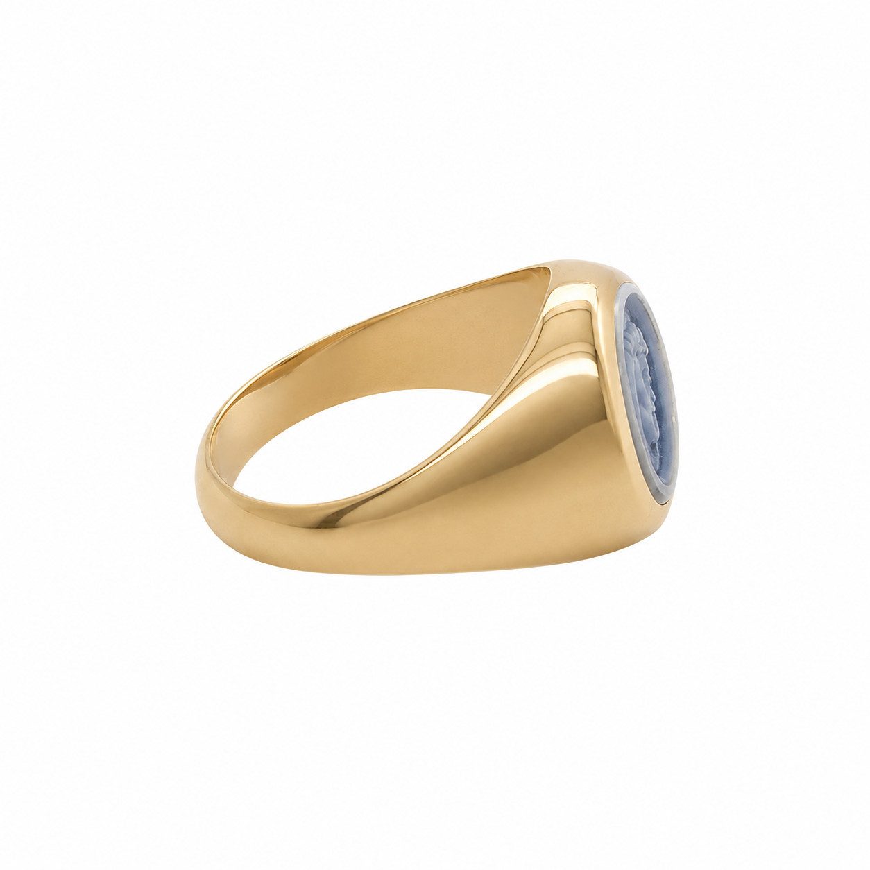 Sogni d'oro Fingerring "Medusa" mit Achat-Kamee, Silber 925 vergoldet