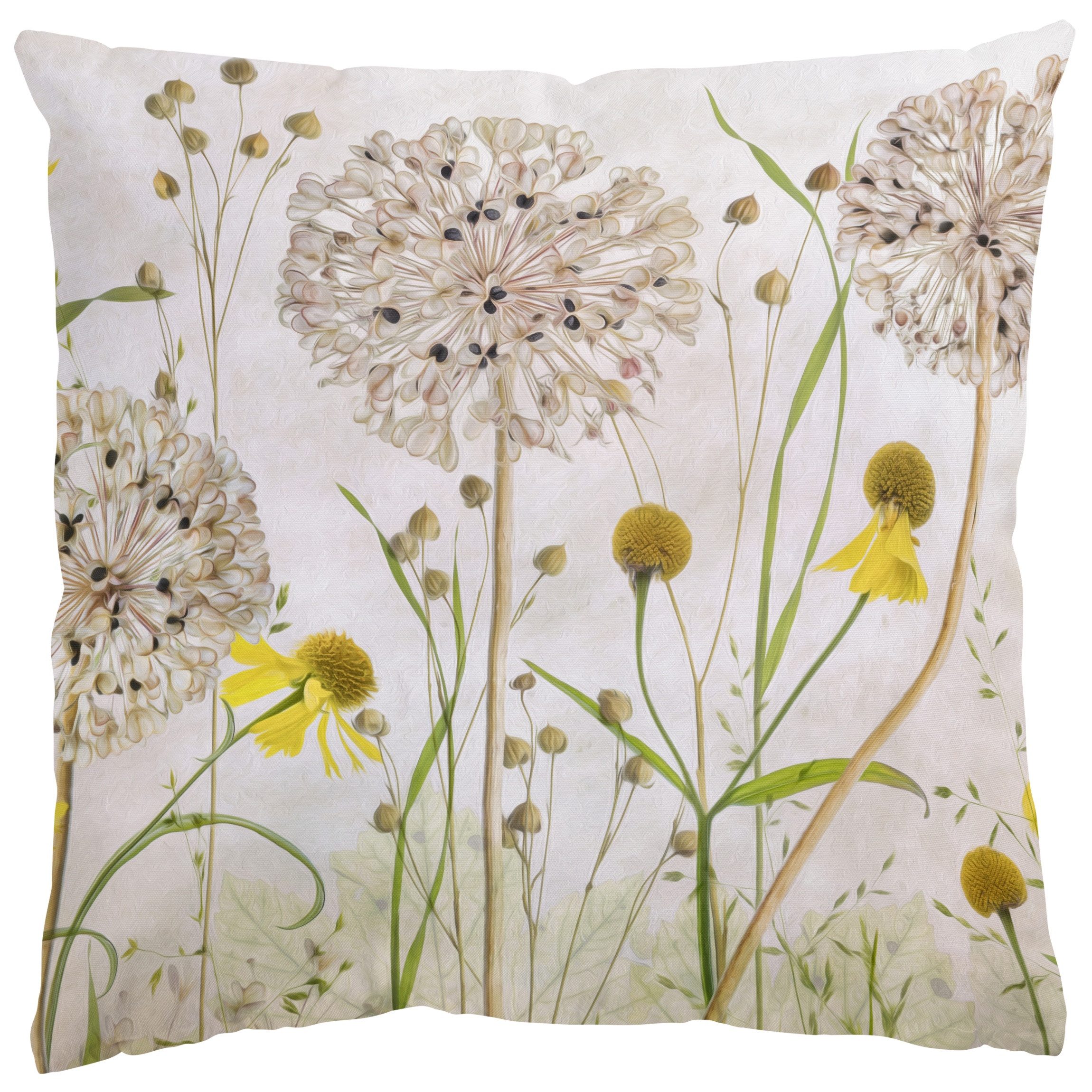 Bilderdepot24 Dekokissen drinnen Kissenhülle/ Sofakissen/ Zierkissen Kissenhülle beige Blumen L, Bezug mit / ohne Füllung Zierkissen Outdoor Sofa Bett
