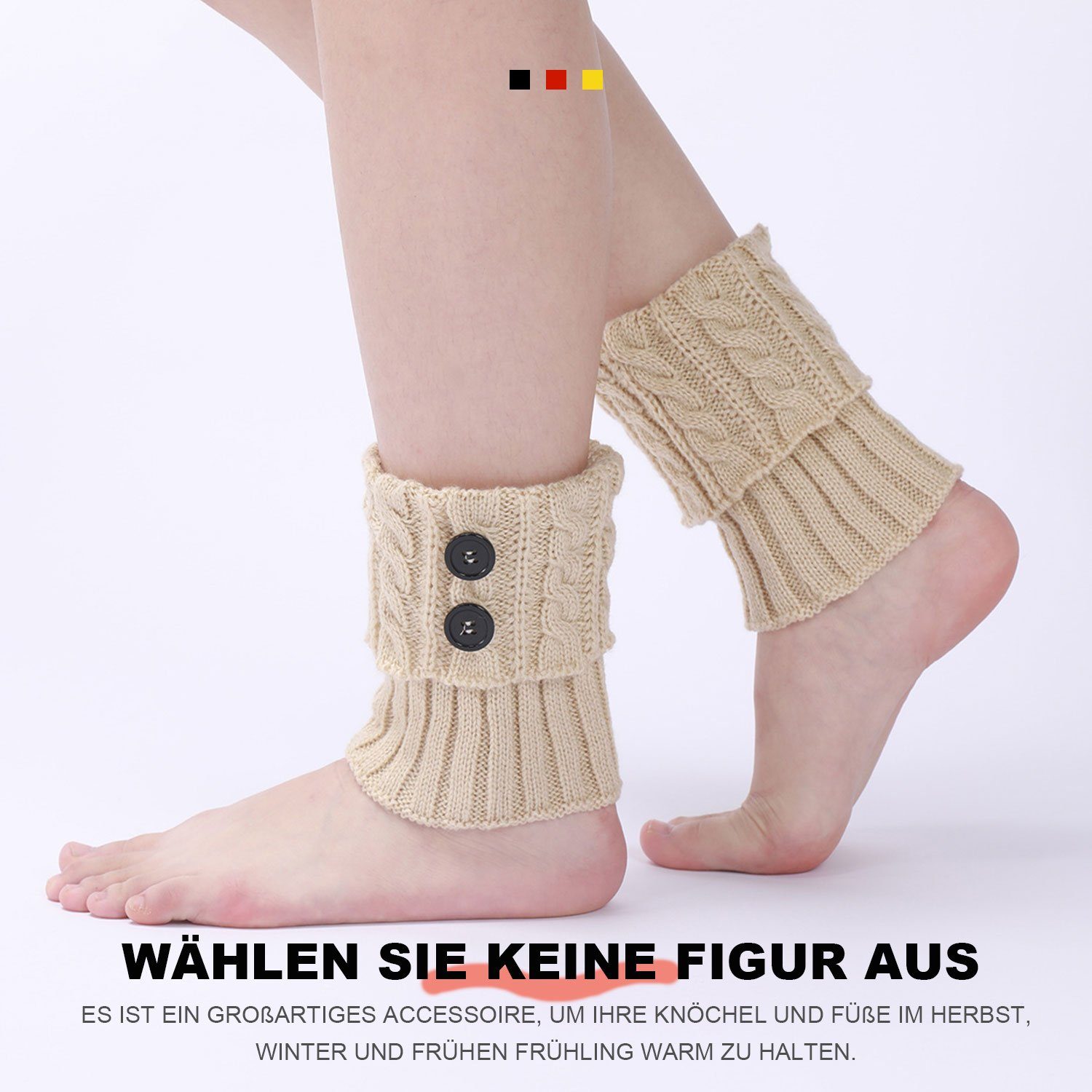 Beinwärmer für Stulpen Gestrickte MAGICSHE Beinstulpen Beige Stiefel Legwarmer