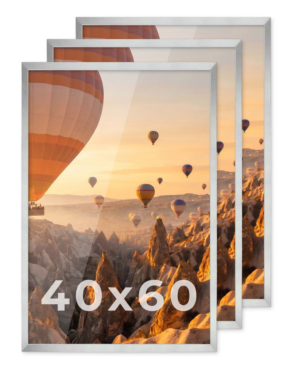 PHOTOLINI Bilderrahmen 3er Set modern mit bruchsicherem Acrylglas, Holz MDF, Fotos & Poster, für 3 Bilder (3er Set), Posterrahmen 40x60 cm zum Aufhängen