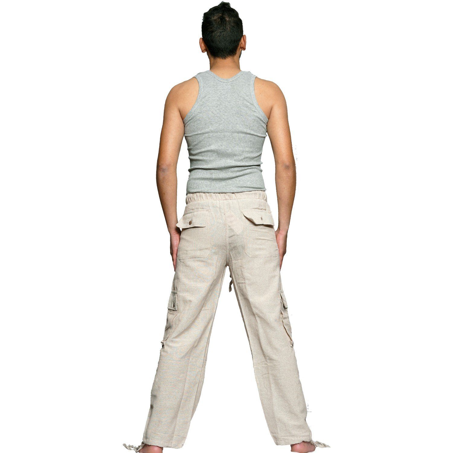SIMANDRA Haremshose Cargohose aus Baumwolle (1-tlg) im Cargo-Stil mit Gummibund & vielen Taschen geradem Bein