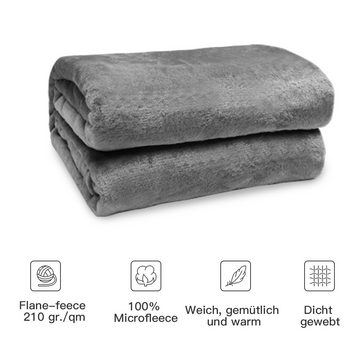 Wohndecke Premium Kuscheldecke, Anthrazit Grau, super weichem Uni Fleece, Clanmacy