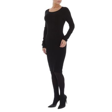 Ital-Design Strickkleid Damen Freizeit Ornamente Stretch Strickoptik Stretchkleid in Schwarz