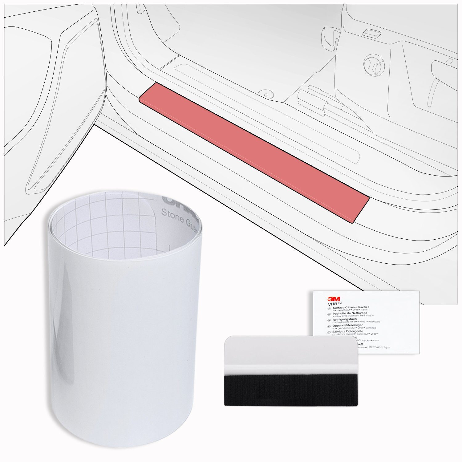 Auto Einstiegsleisten Aufkleber Universal, 5cmx10m Transparent