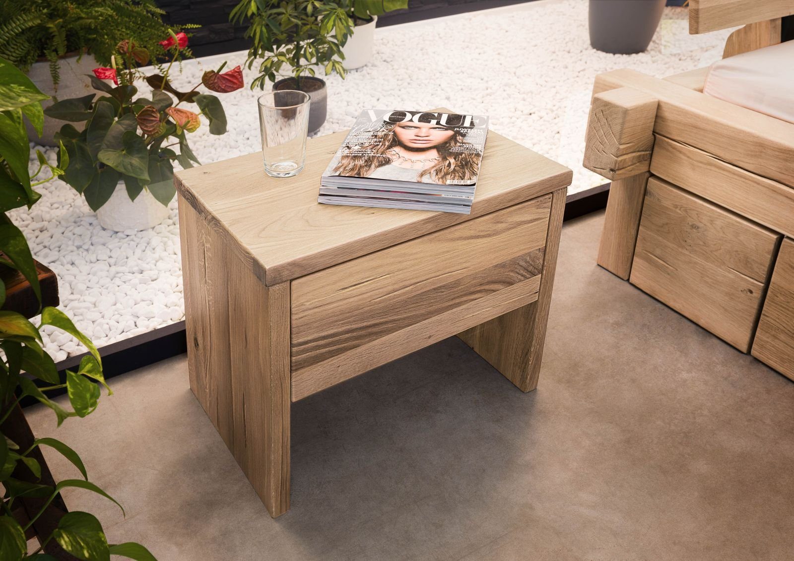 Massivmoebel24 Nachttisch JANGALI (Nachttisch Wildeiche 50x35x40 günstig online kaufen