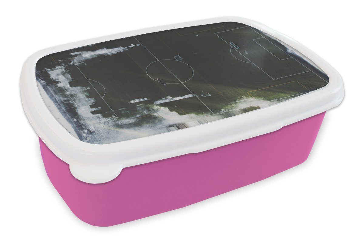 rosa MuchoWow (2-tlg), - Snackbox, Kunststoff Grün Brotdose für Erwachsene, Mädchen, Stadion Lunchbox Kinder, - Brotbox Fußball, Kunststoff,