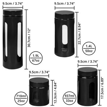 Belle Vous Aufbewahrungsdose Schwarze luftdichte Aufbewahrungsbehälter - 4 Stück, Black airtight storage containers - 4 pcs