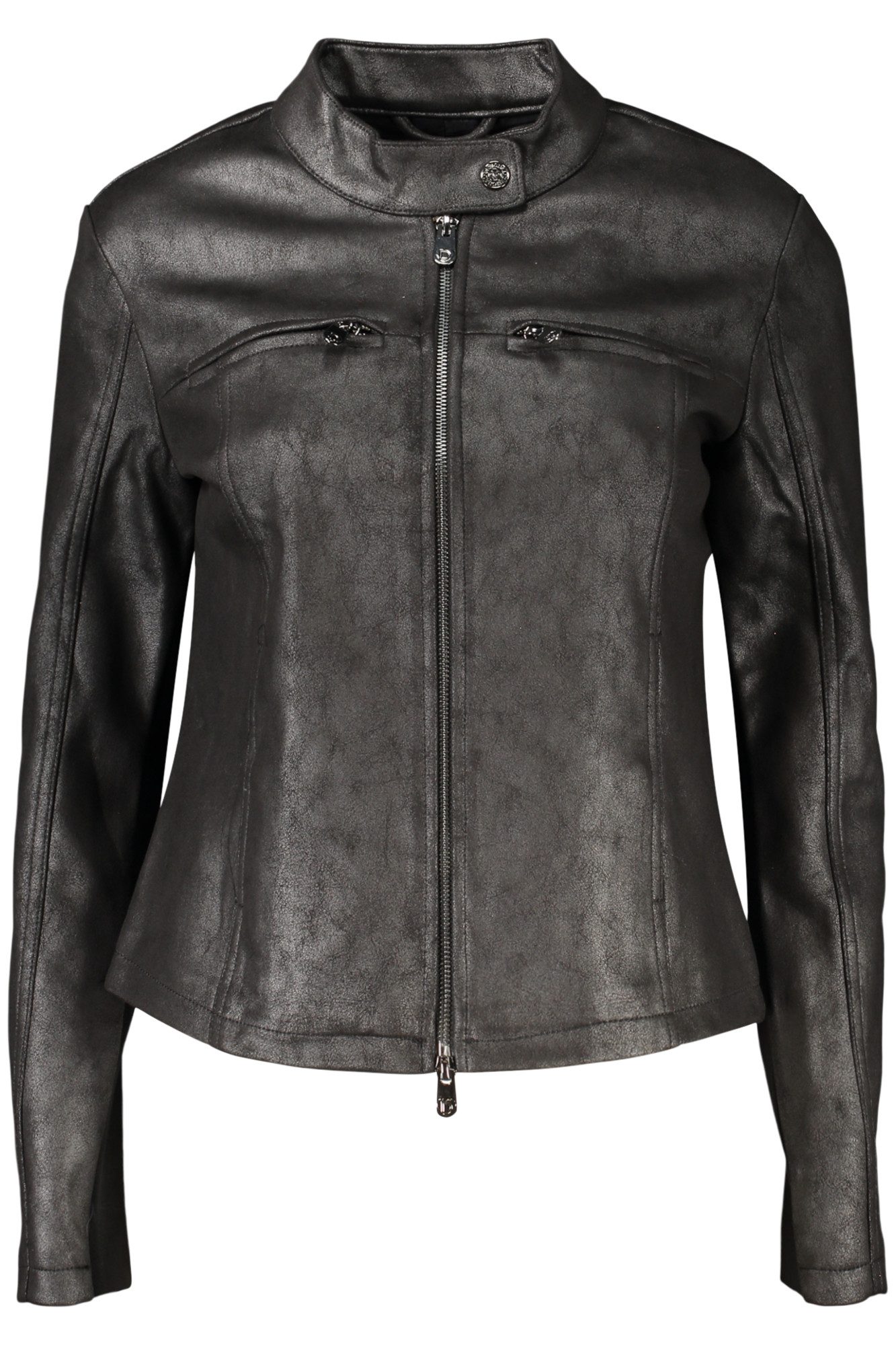 Desigual Outdoorjacke Stylische Damen Bikerjacke mit Taschen – Schwarz, Reißverschluss &