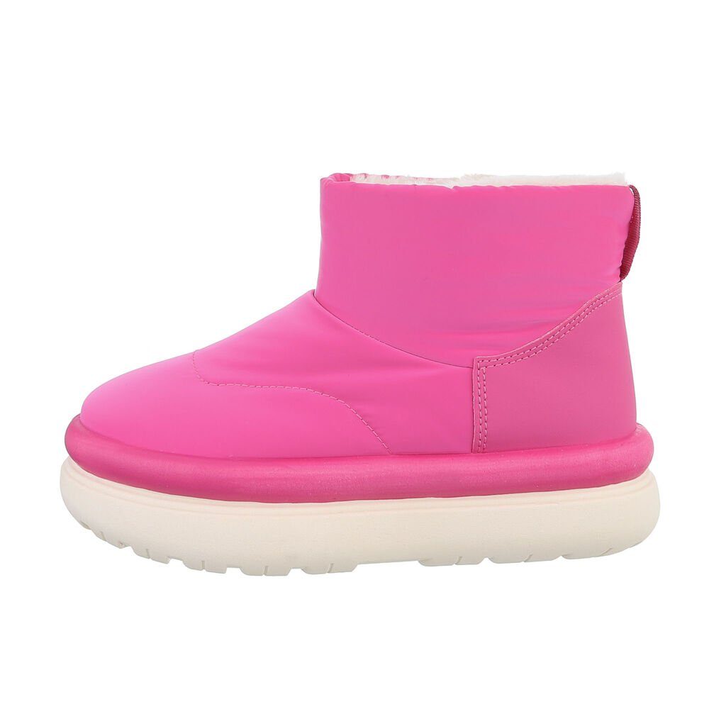 Ital-Design Damen Snowboots Freizeit Snowboots Flach Plateaustiefeletten in Pink