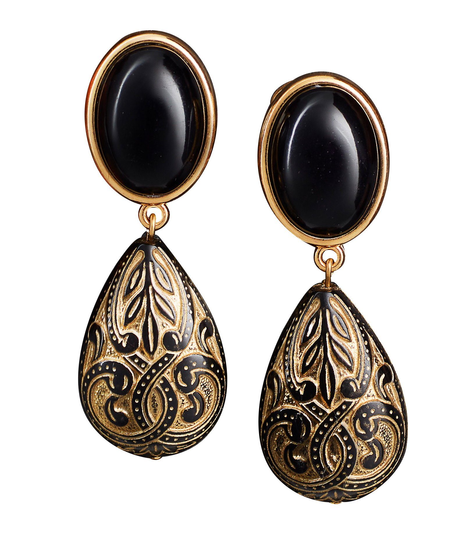 Mugello Paar Ohrstecker Greta schwarz elegante Statementohrringe festlich modisch, made in Germany Designer JustWin, Statementohrringe