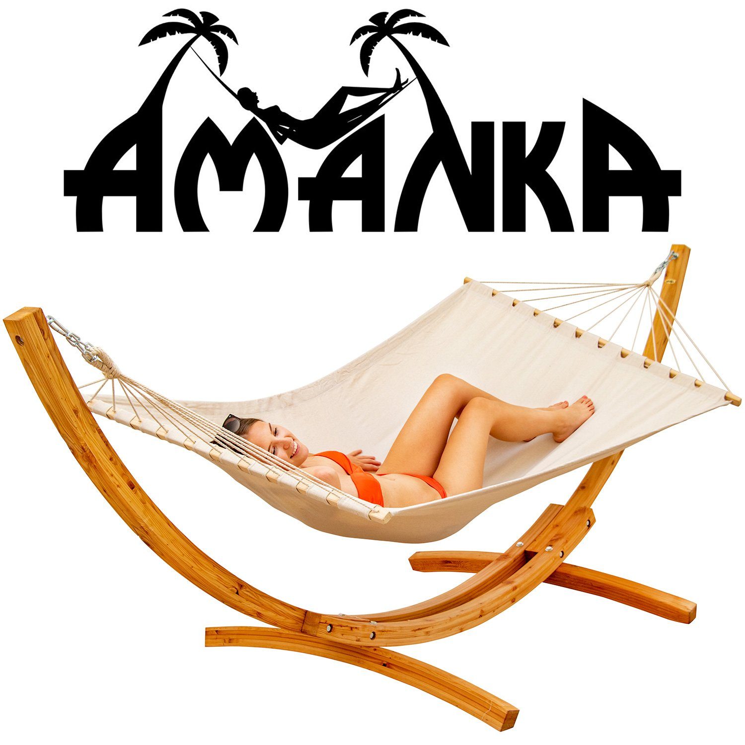 AMANKA Hängematte mit Gestell aus Holz günstig online kaufen