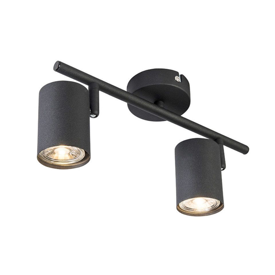 Qazqa LED Aufbaustrahler Jeana, Dimmbar, LED wechselbar, Warmweiß, QAZQA Aufbau­spot, gu10, Schwarz, Stahl, Modern