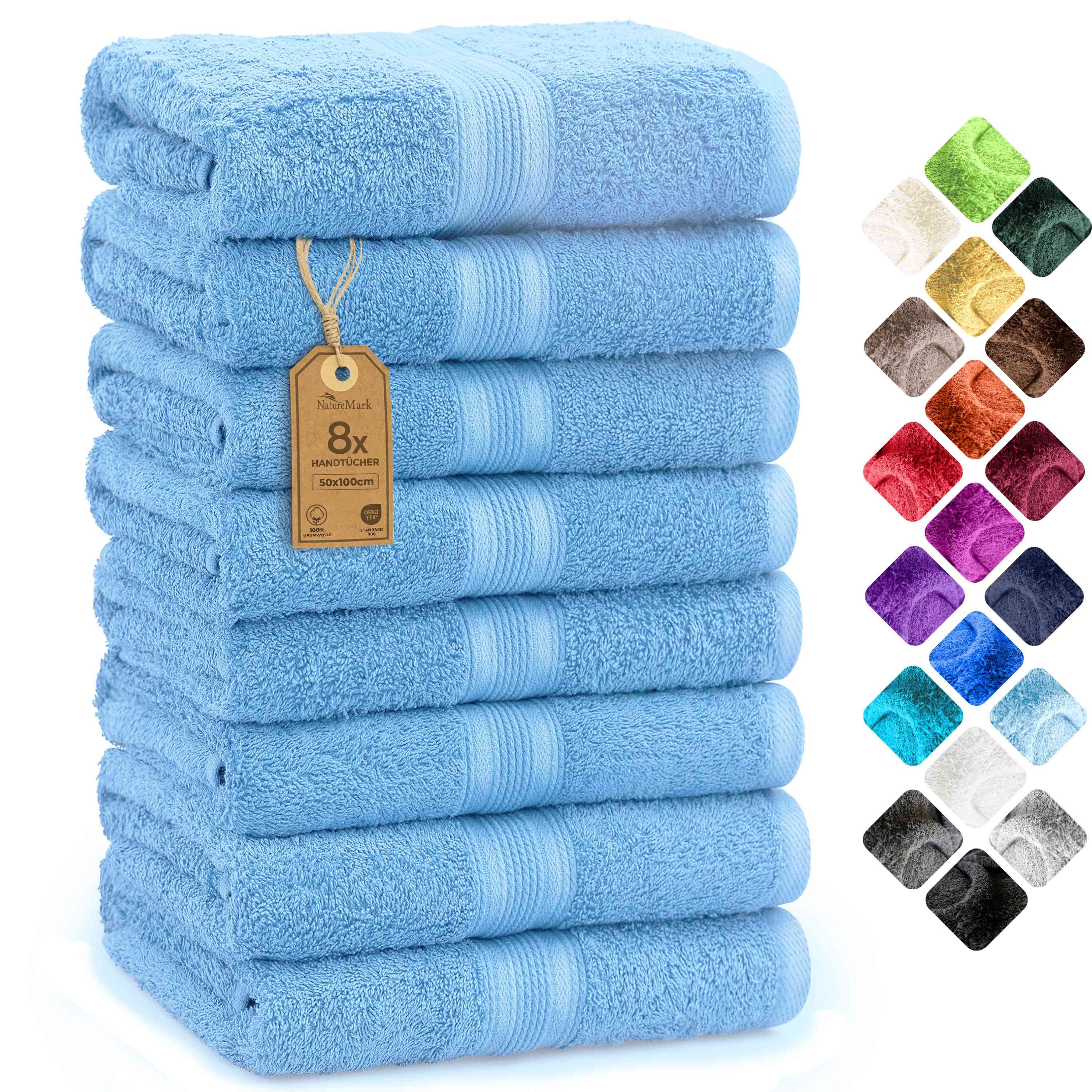 NatureMark Handtücher 8er-Set Frottier Handtücher 50x100cm, 100% Baumwolle günstig online kaufen