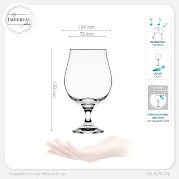 IMPERIAL glass Bierglas Bierpokale 500ml (max. 650ml) Set 6-Teilig, Crystalline Glas, Biergläser aus Crystalline Glas 0,5L Biertulpen Spülmaschinenfest