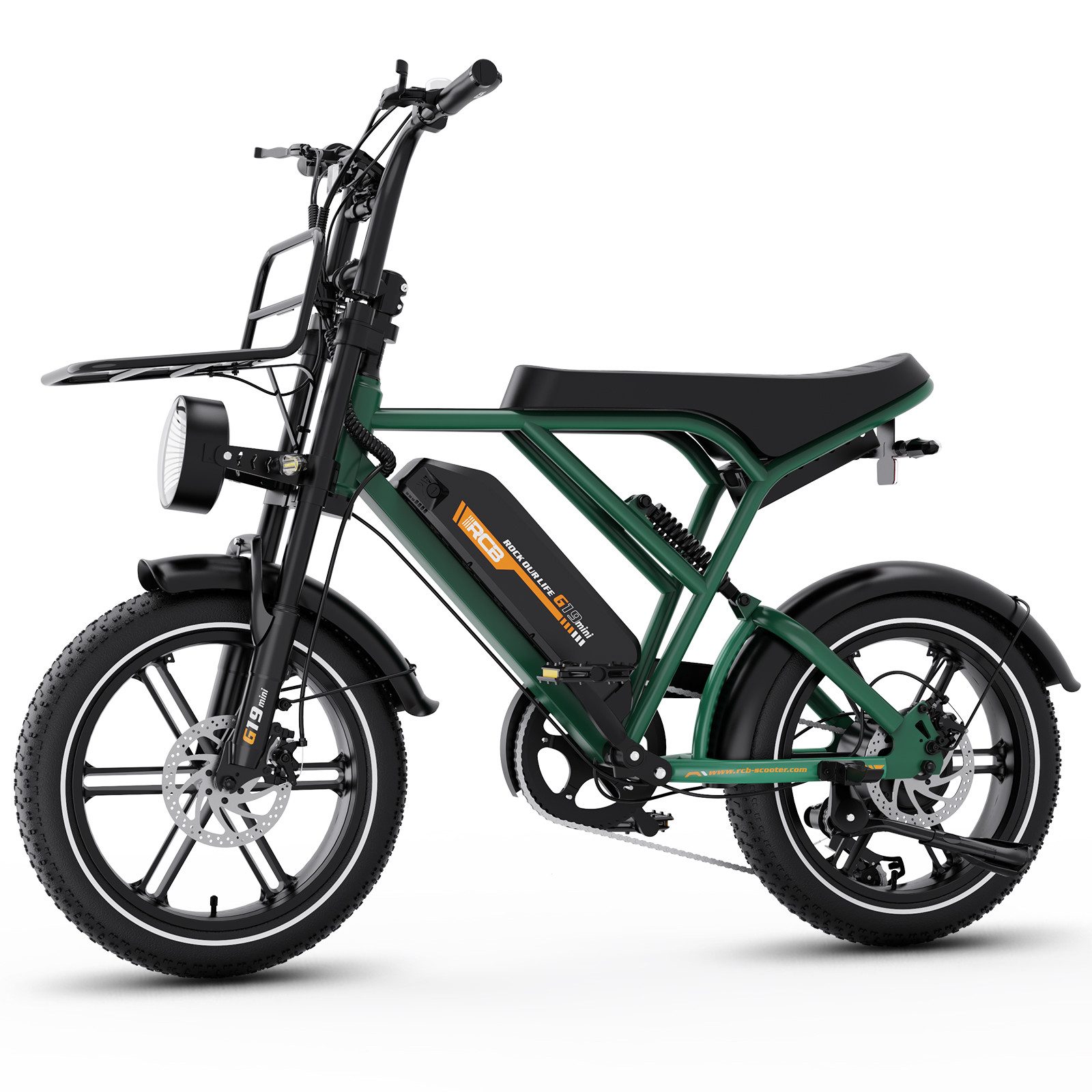 RCB E-Bike Pedelec G19 mini Elektrofahrrad,16x4,0Zoll,Richweite 70-100KM,36V 13Ah,APP&NFC, 7 Gang, Heckmotor, 468 Wh, 630W Spitzenleistung, Drehmomentsensor, bis zu 21,26 % Steigung