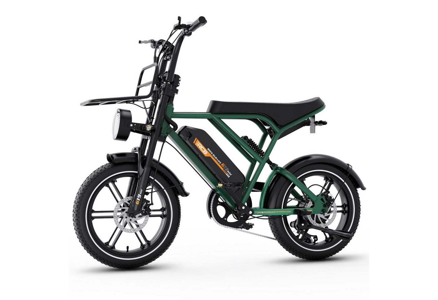 RCB E-Bike Pedelec G19 mini Elektrofahrrad,16x4,0Zoll,Richweite 70-100KM,36V 13Ah,APP&NFC, 7 Gang, Heckmotor, 468 Wh, 630W Spitzenleistung, Drehmomentsensor, bis zu 21,26 % Steigung