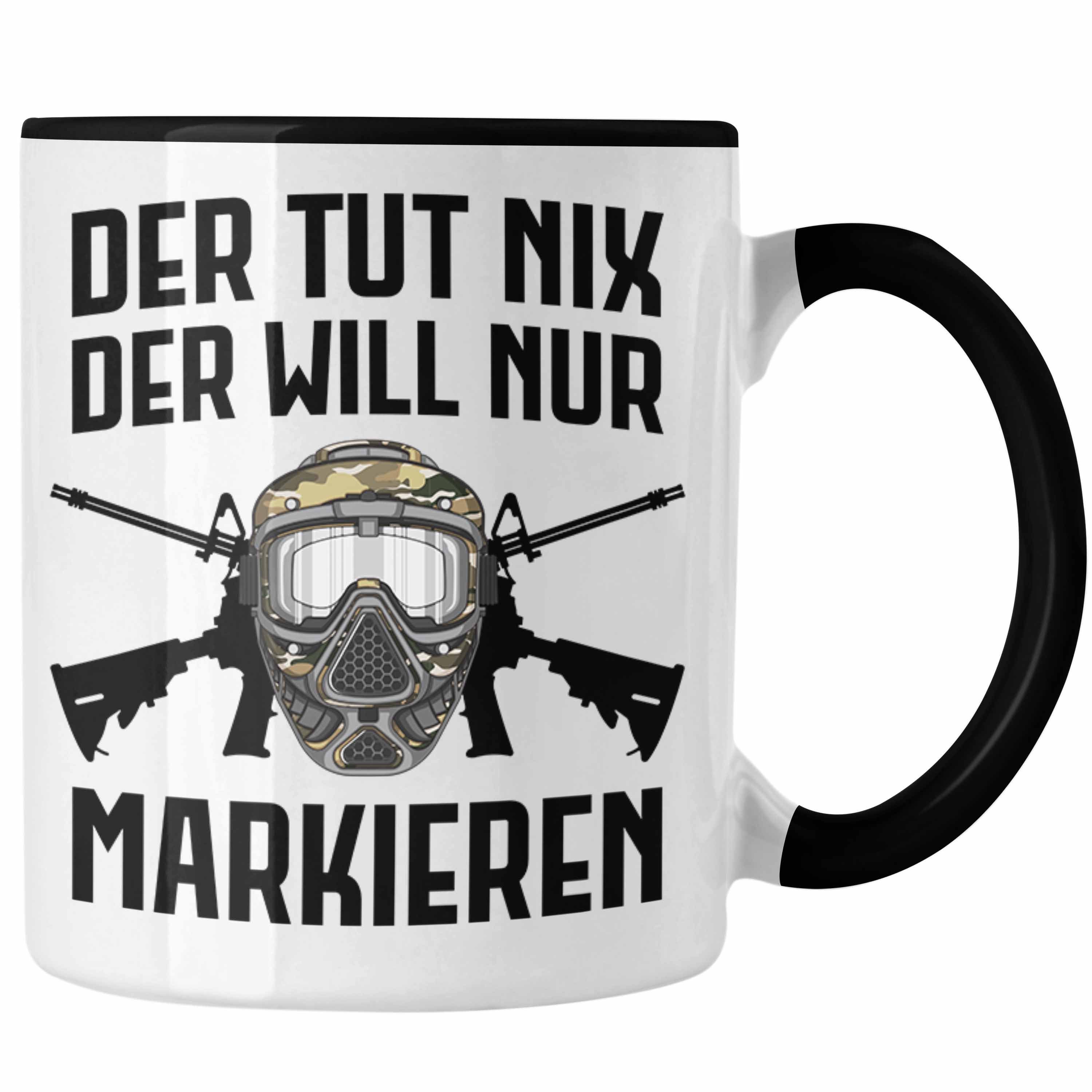 Trendation Tasse Trendation - Paintball Tasse Geschenk Männer Der Tut Nix Paintballspieler Geschenkidee Lustig Schwarz