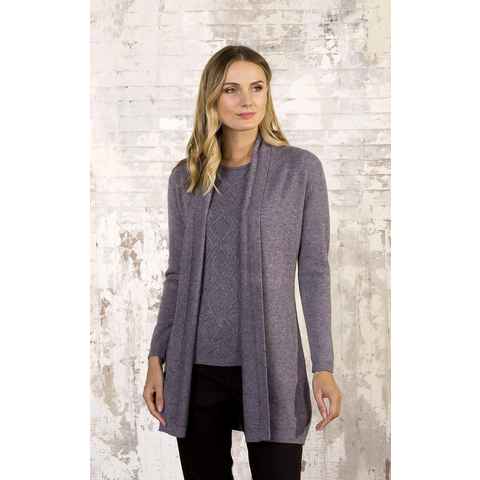 Passioni 2-in-1-Strickjacke Twinset mit Long Cardigan und Shirt im 3D-Rautenstrick casual