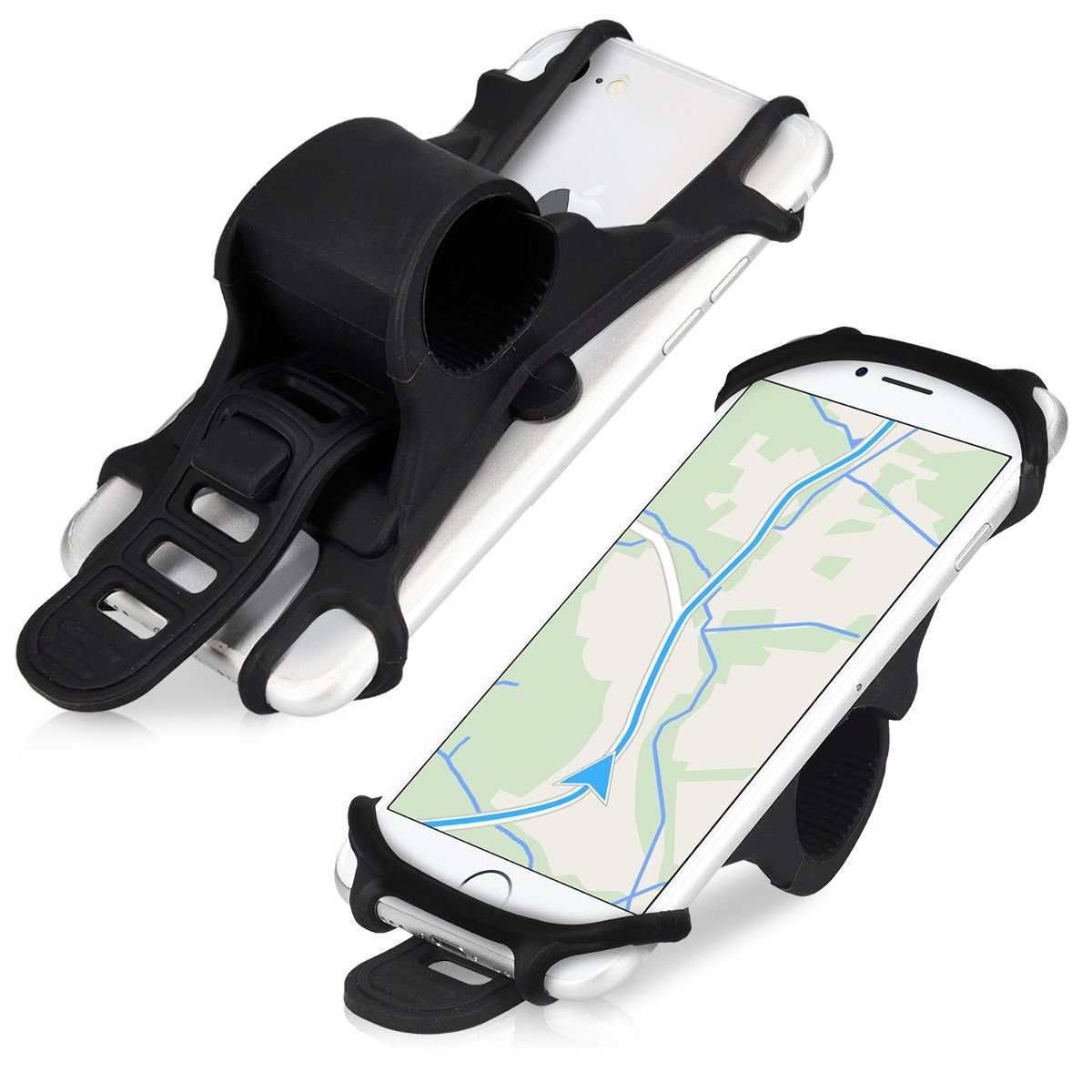 kwmobile Fahrradtasche Handy Fahrrad Halterung Universal Halter (1-tlg), Fahrradhalterung Handyhalterung aus Silikon für alle Fahrradlenker