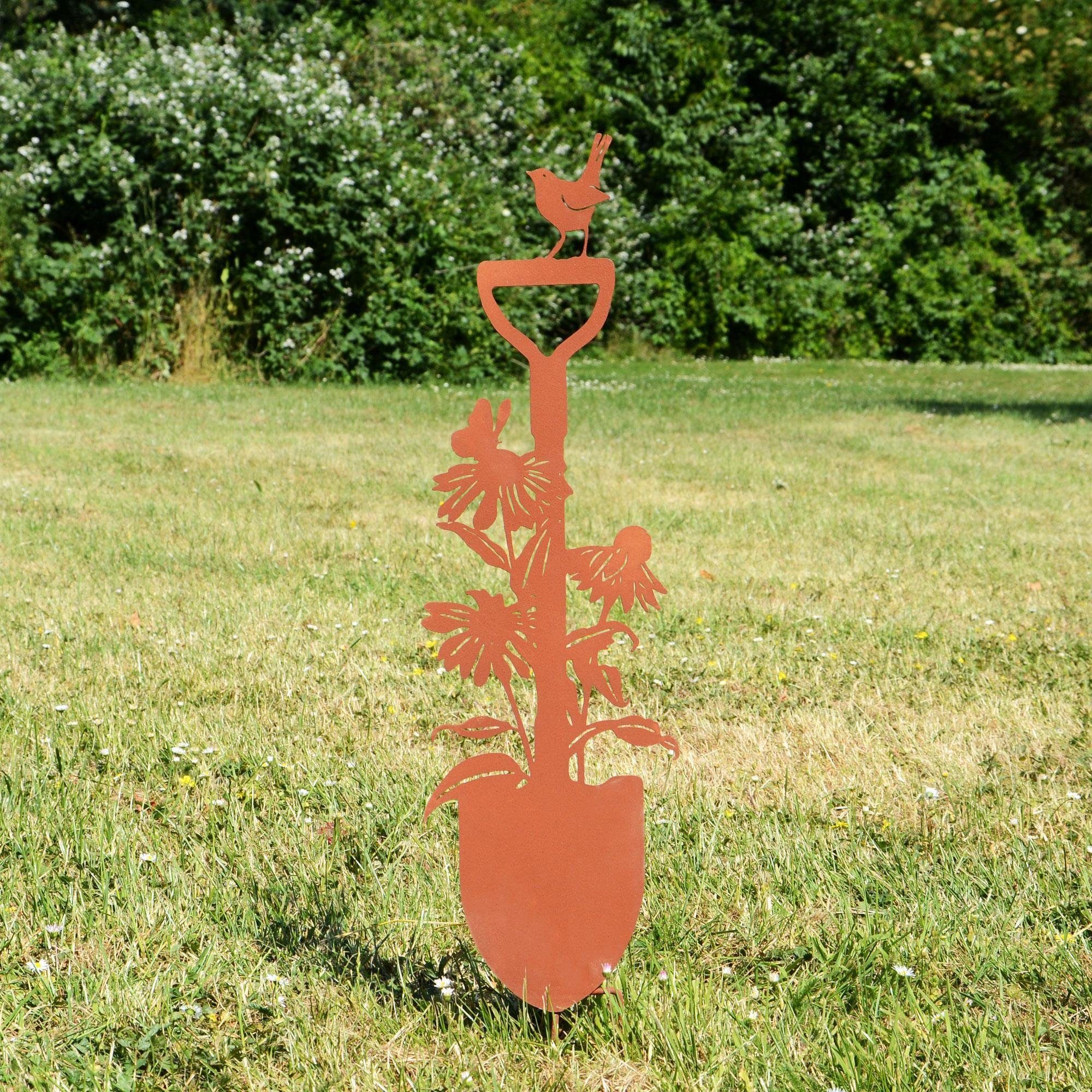 UNUS GARDEN Gartenstecker Gartenstecker Spaten mit Blumen Rostoptik (1-St., günstig online kaufen