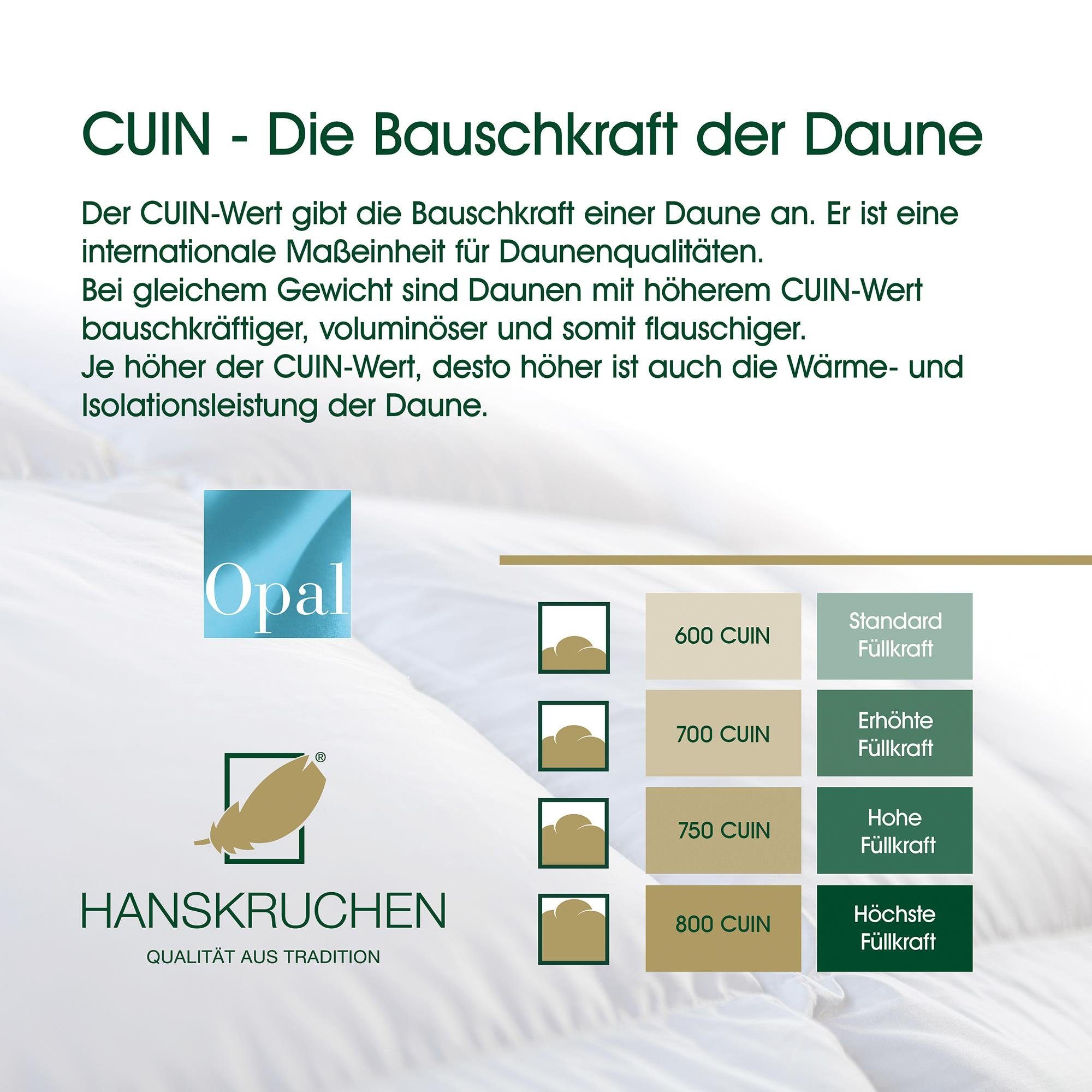 HANSKRUCHEN, hergestellt x Deutschland, Leicht 10% 100% 135 Daunenbettdecke, Baumwolle, Bezug: 90% in Daunen, cm, allergikerfreundlich Füllung: Opal, 200 Federn,