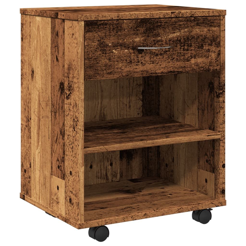 vidaXL Rollcontainer Rollcontainer Altholz-Optik 46x36x59 cm Holzwerkstoff, (1 St)