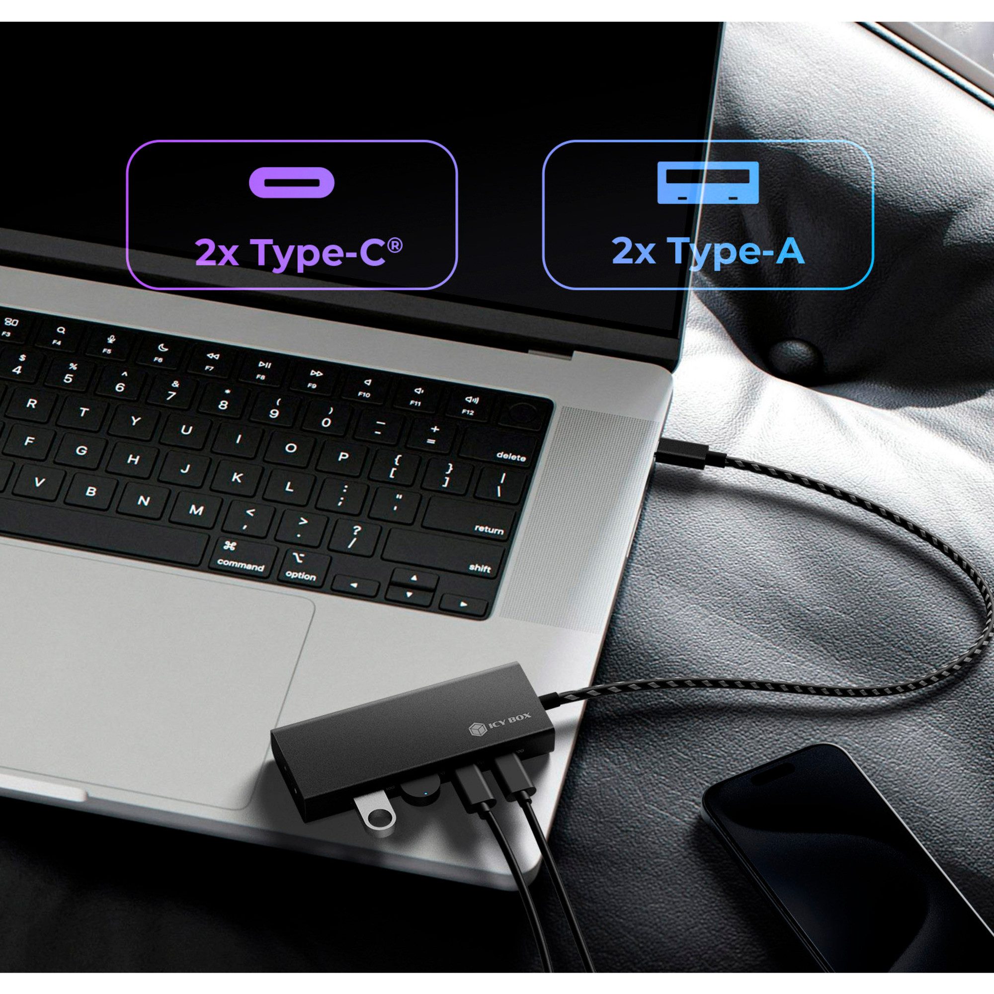 ICY BOX Laptop-Dockingstation ICY BOX IB-HUB1436-CPD 4-Port USB 3.2 Gen 2