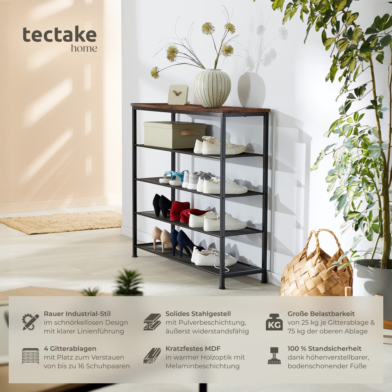 tectake Schuhregal Schuhschrank Sheffield 100x30,5x93cm, Set günstig online kaufen