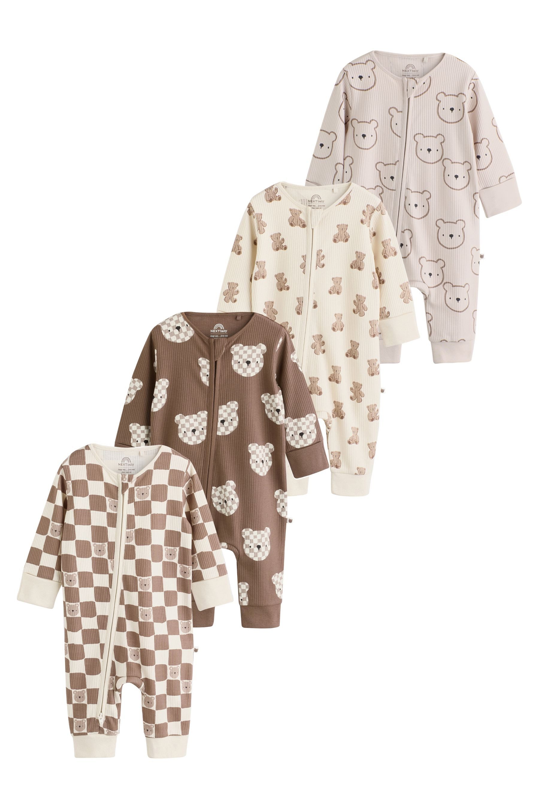 Next Schlafoverall Babyschlafanzüge mit Zweiwege-RV, 4er-Pack (4-tlg)