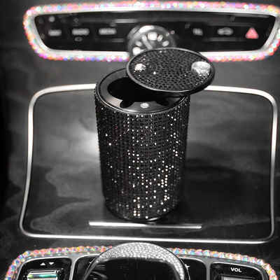 yozhiqu Aschenbecher Kreativer personalisierter Autoaschenbecher, Multifunktionaler Auto-Aschenbecher mit Kristalldiamanten