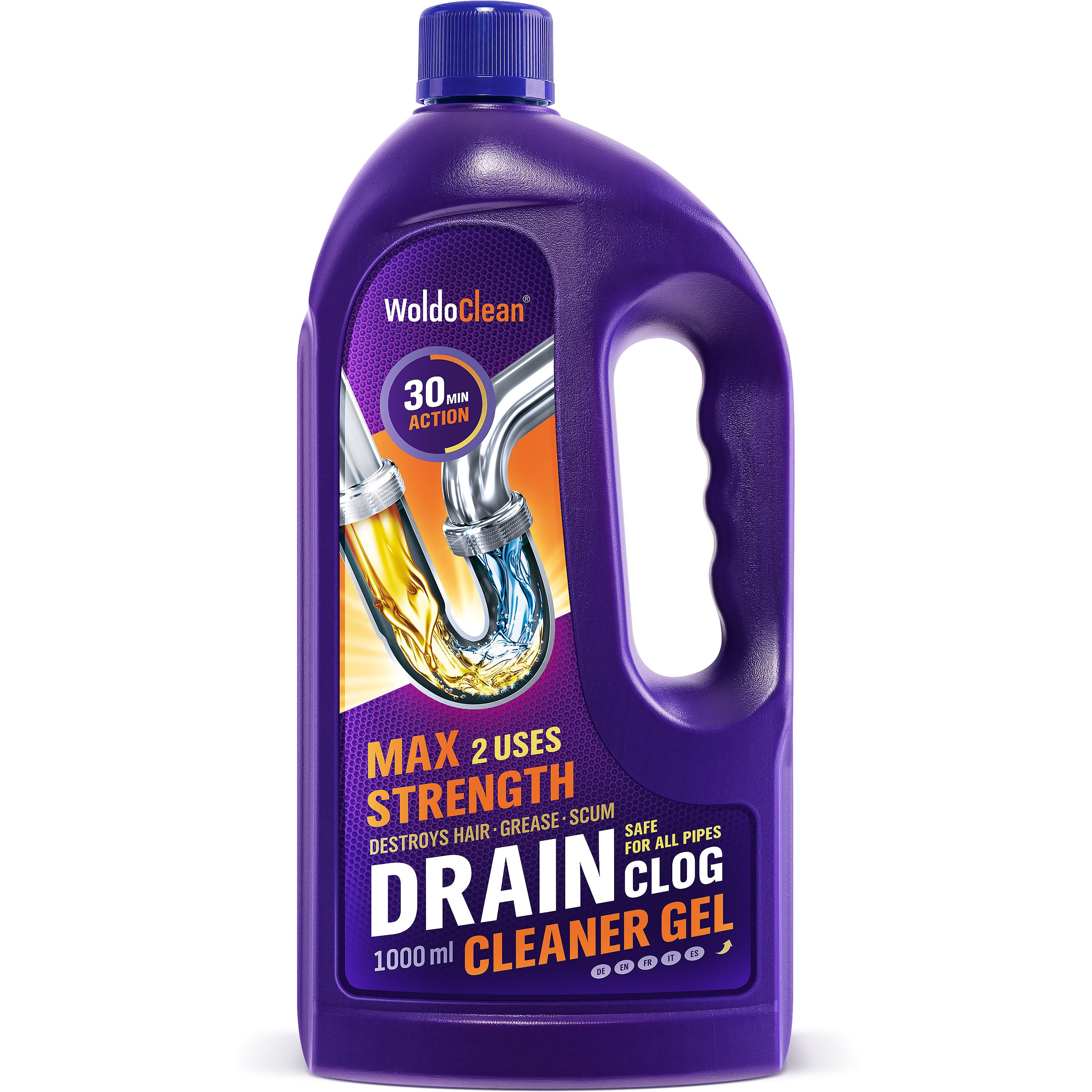 WoldoClean WoldoClean Rohrreiniger & Abflussreiniger Gel 1000ml extrem stark Rohrreiniger (gegen Haare & Fett, für Dusche, Waschbecken & Spüle, Bad & Küche)