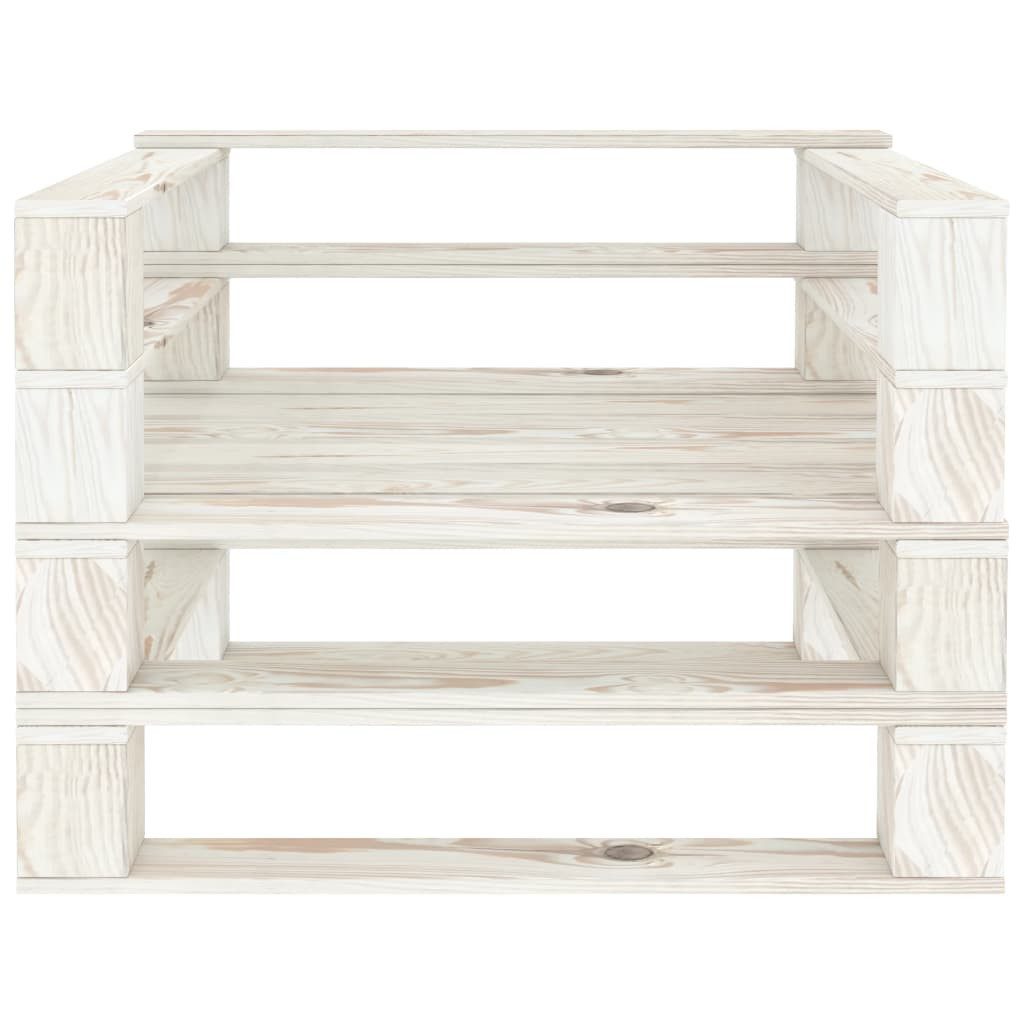 vidaXL Gartenbank Outdoor-Sessel Paletten Holz Weiß günstig online kaufen