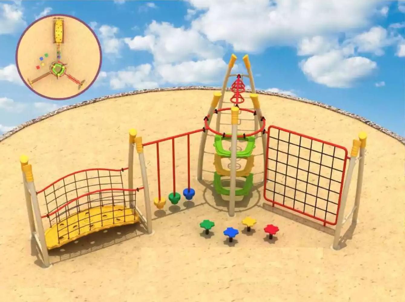 Xlmoebel Klettergerüst Kinder-Sportplatz mit Kletterturm, Kletterwand und Schaukel, (Kinder-Sportplatz, Spielplatz), Hergestellt in Europa