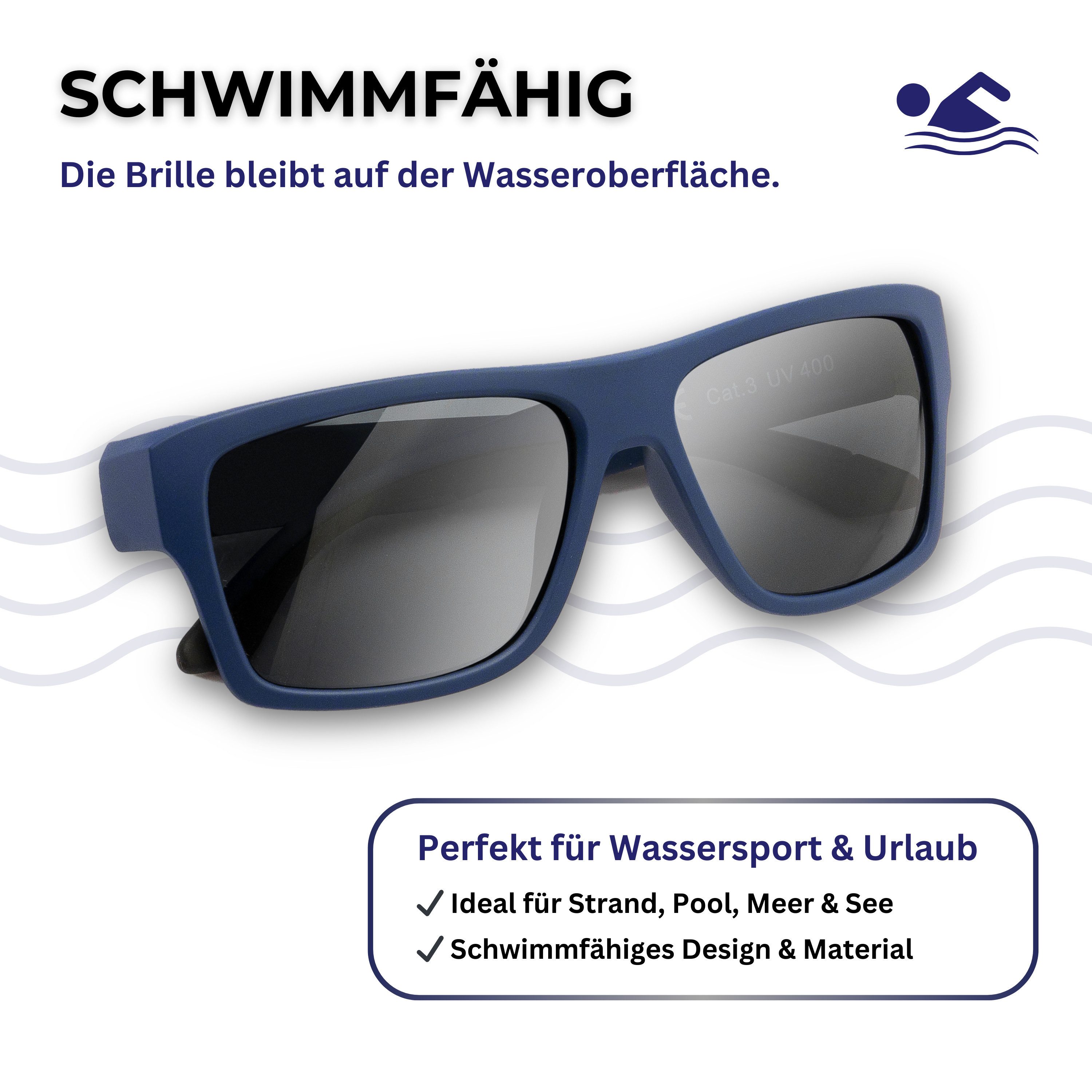 EyeAm Sonnenbrille, Polarisierte Gläser & Ultraleicht, Schwimmfähig, Sportbrille Modell: 1000