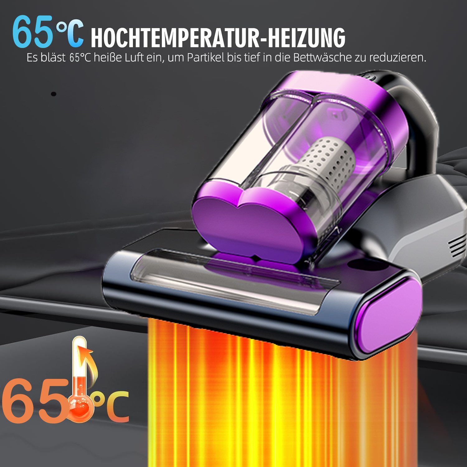ibettertec Matratzenreinigungsgerät Milbensauger für Matratzen, Milbenstaubsauger mit UV-C Licht, 16Kpa Starke Absaugung Matratzenreiniger mit Heißer Wind