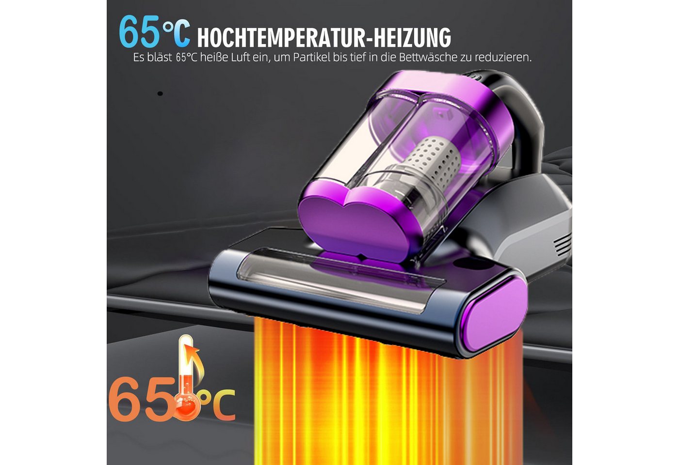 ibettertec Matratzenreinigungsgerät Milbensauger für Matratzen, Milbenstaubsauger mit UV-C Licht, 16Kpa Starke Absaugung Matratzenreiniger mit Heißer Wind